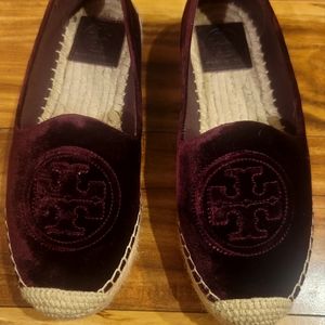 Black Cherry Velvet Tory Burch Espadrille